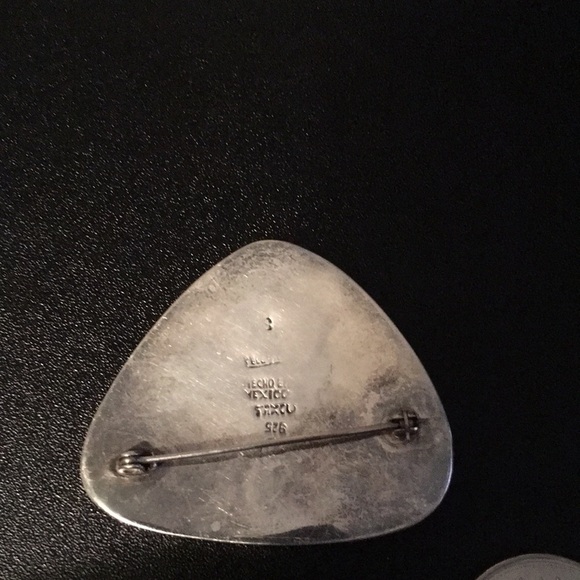 Vintage silver Taxco Mexican turquoise brooch - Picture 5 of 6